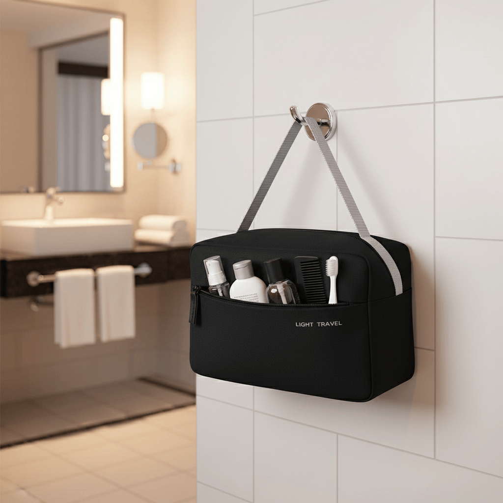 Trousse accrochée dans un hôtel