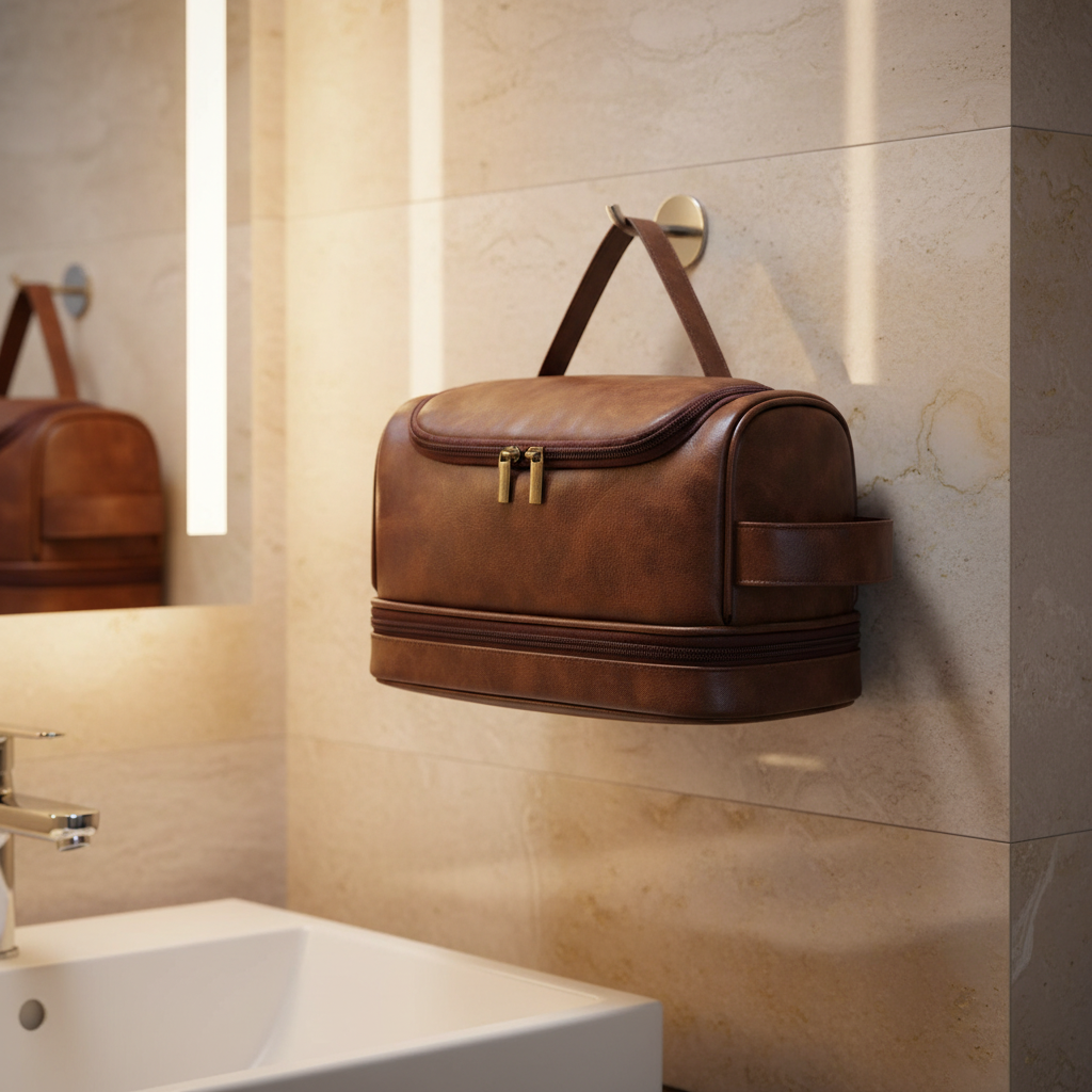 Trousse marron foncé suspendue