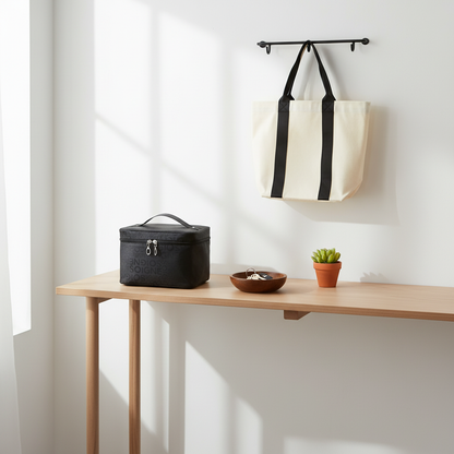 Trousse noire sur console d'entrée