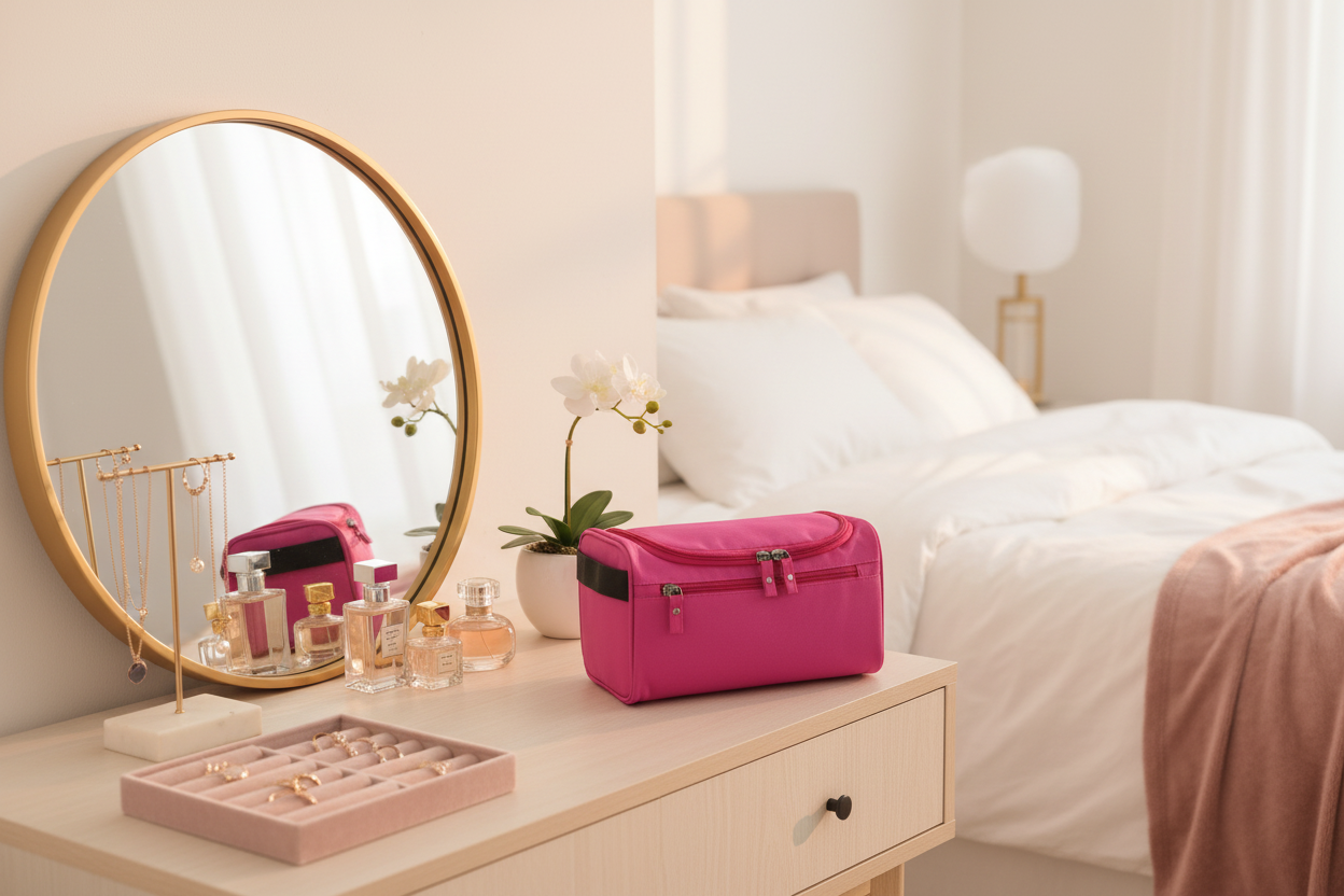 Trousse rose coiffeuse