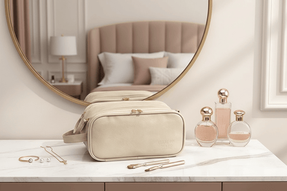 Trousse sur coiffeuse avec miroir