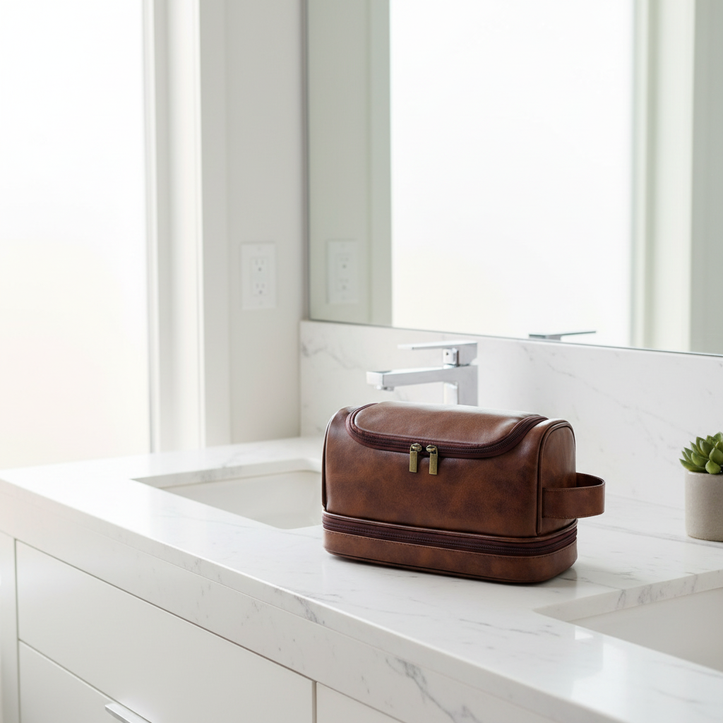 Trousse sur comptoir en marbre