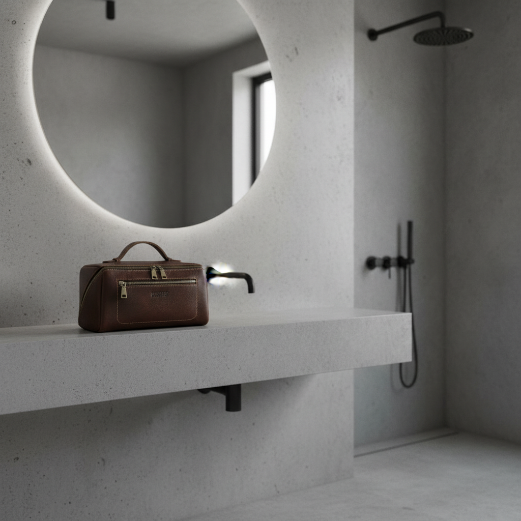 Trousse sur étagère en béton