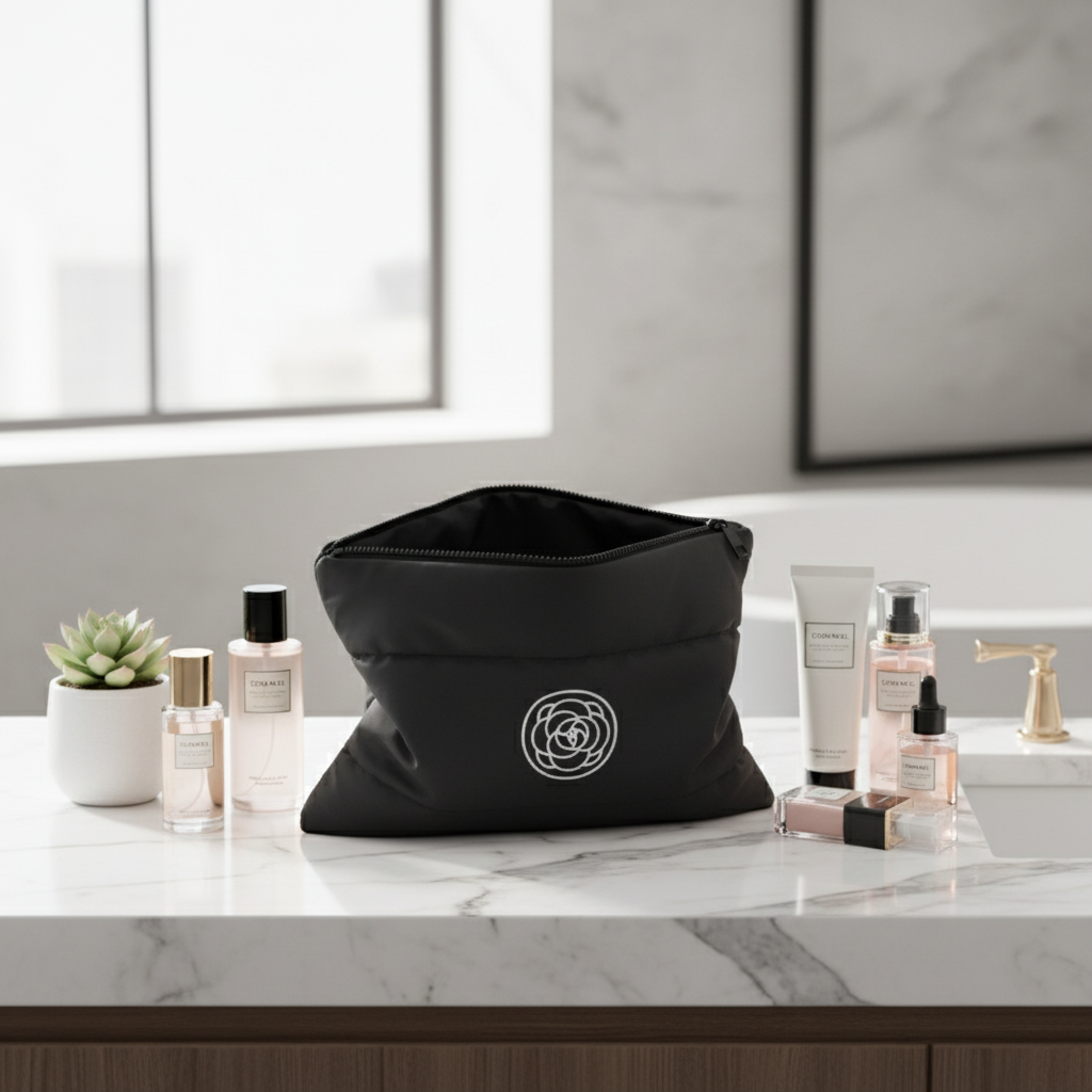 Trousse sur vanité en marbre