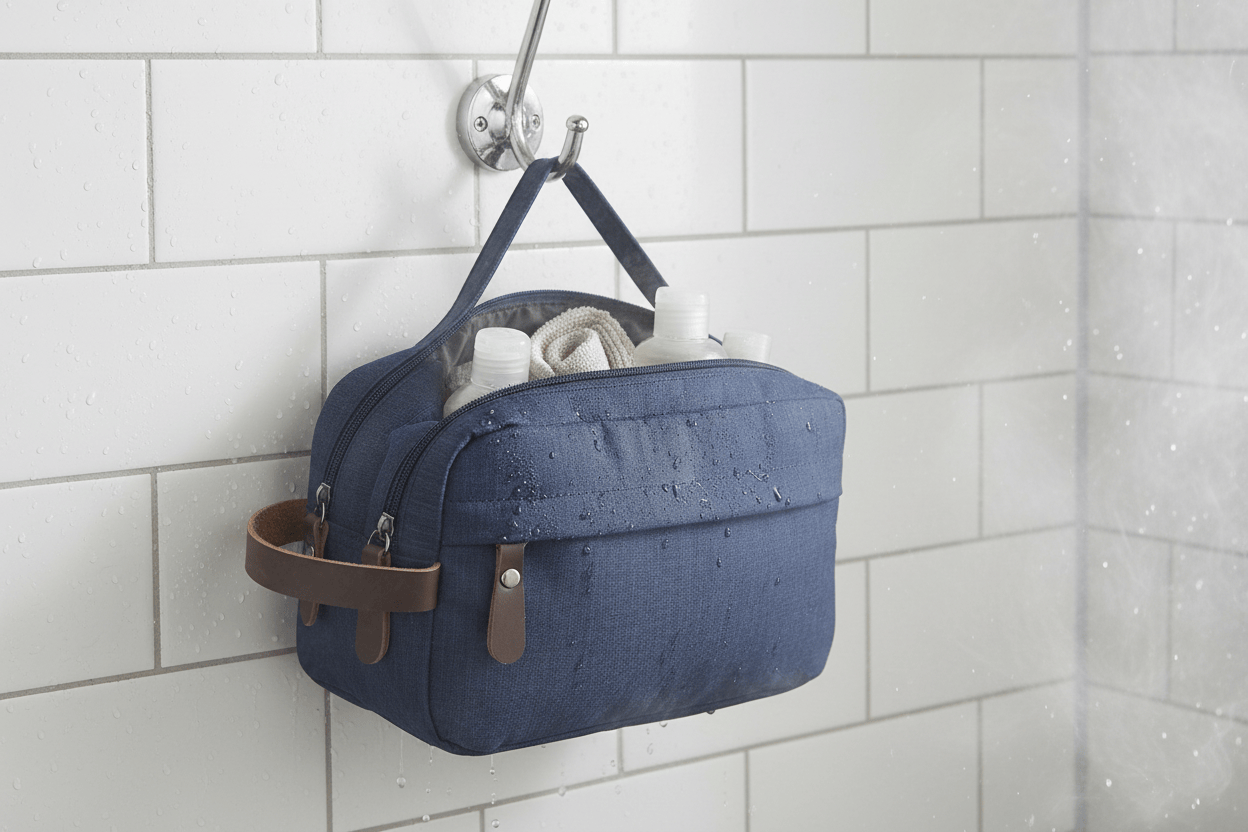 Trousse suspendue dans douche