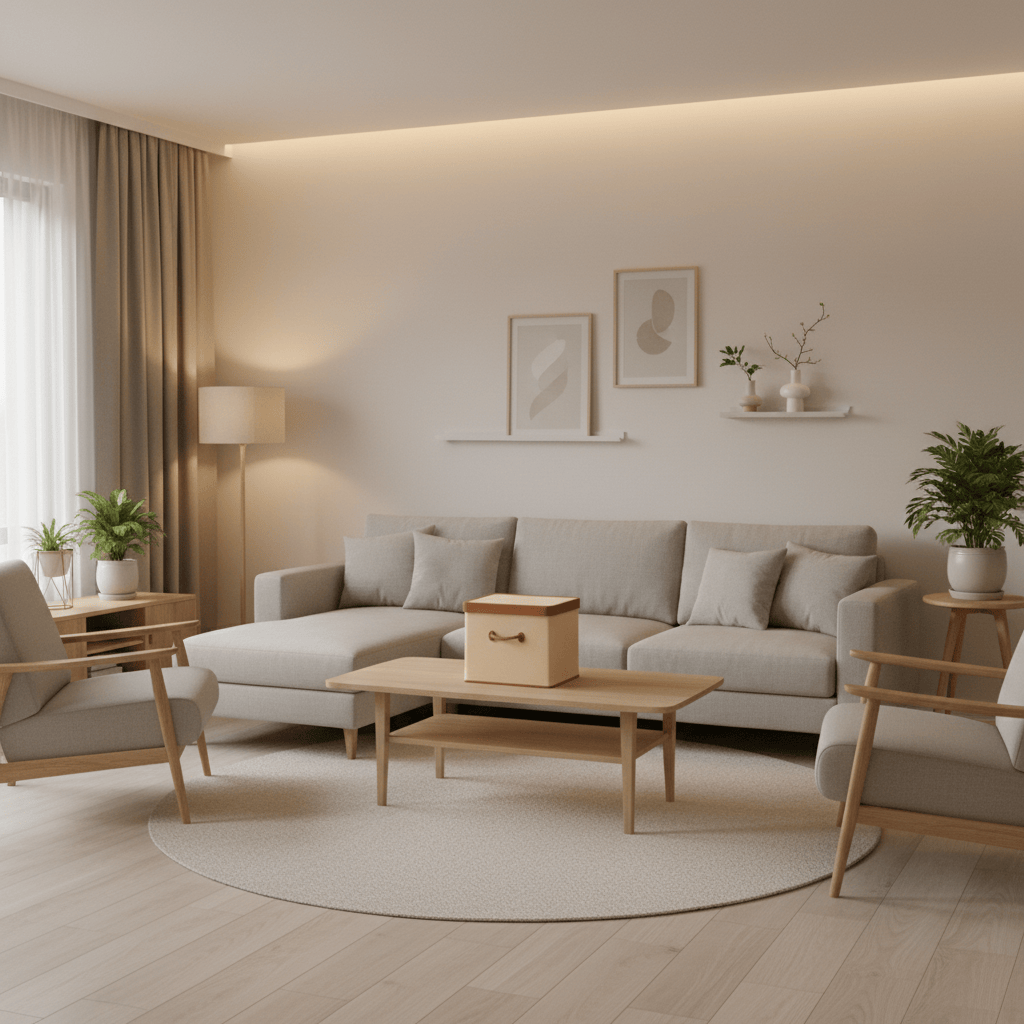 Une boîte rectangulaire sur table basse