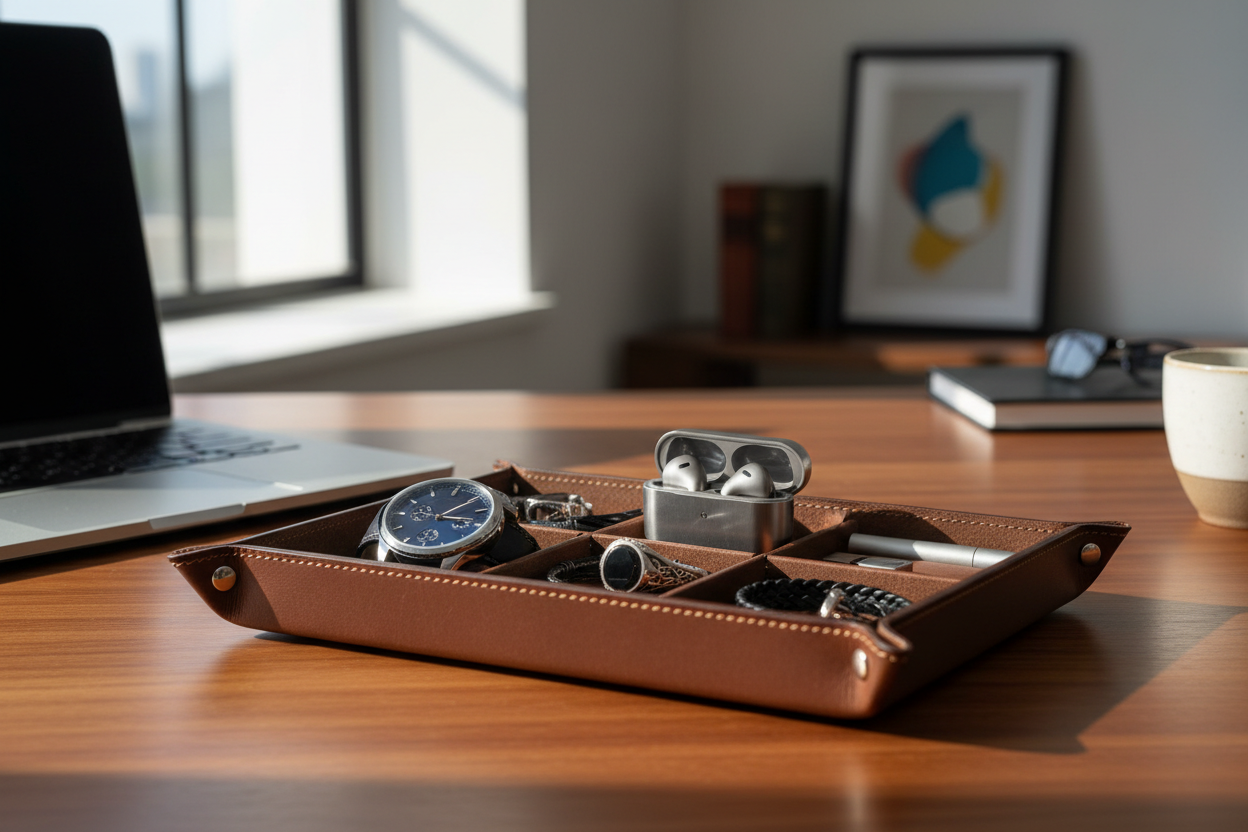 Vide-poche cuir bureau lifestyle