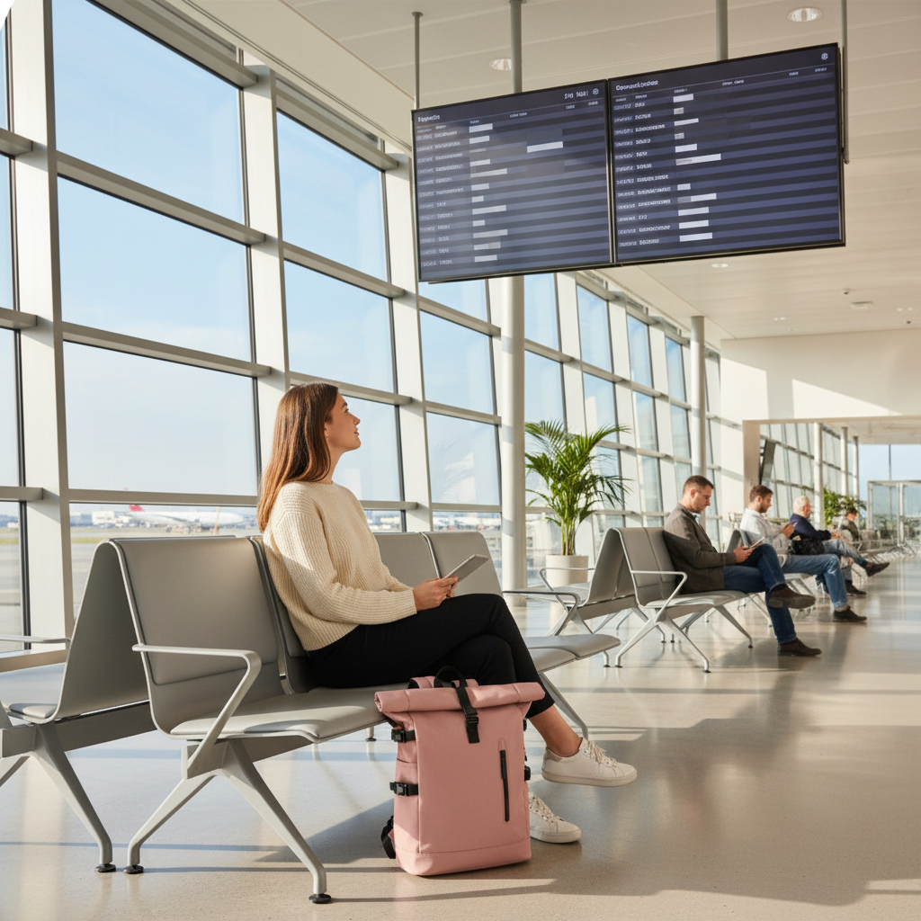 Voyageur en salle d'attente