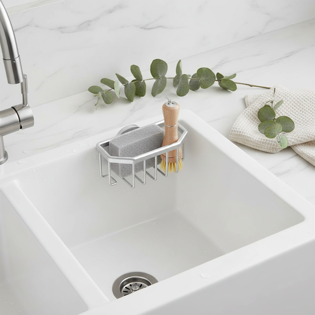 Vue aérienne de l'espace évier organisé